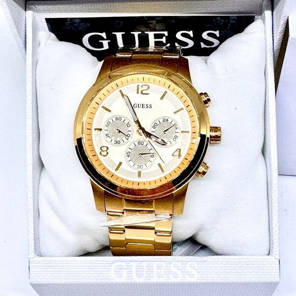 Guess Men’s Gold Tone Chronograph Watch U15061G2 New With Tags Boxed